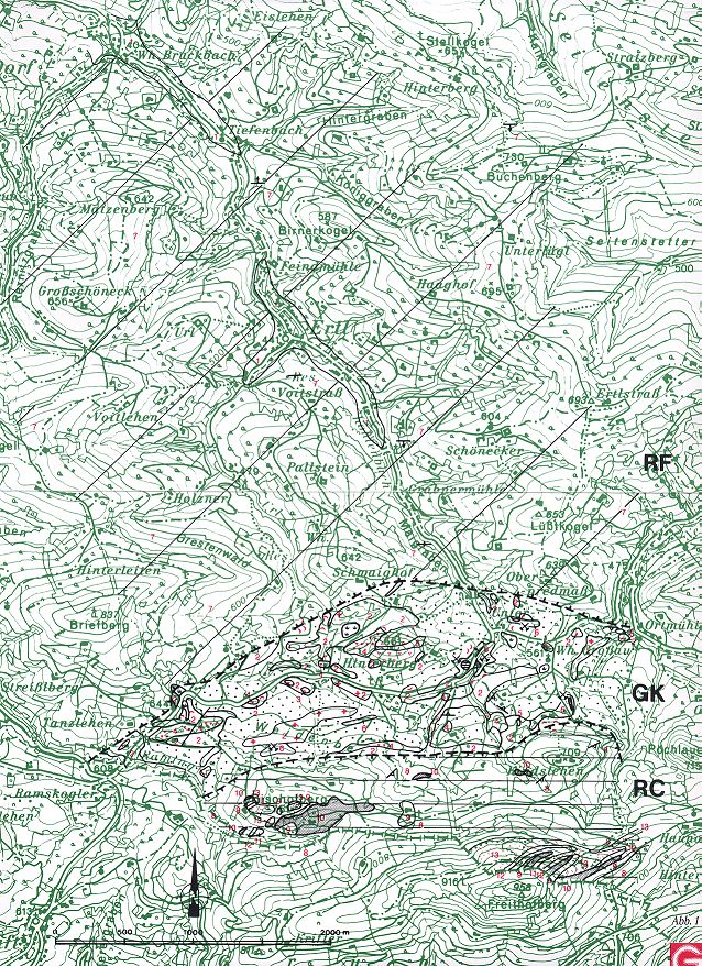 Topographie vervielfältigt mit Genehmigung des Bundesamtes für Eich- und Vermessungswesen (Landesaufnahme) in Wien. Zl. L 70087/92